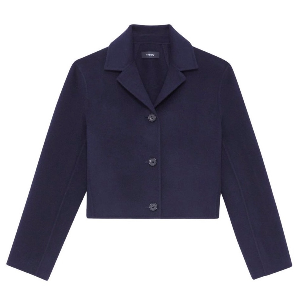 Theory- NWT Navy New Divide Cropped Wool-Cashmere Jacket